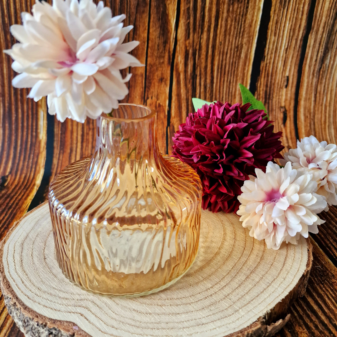 Yellow Ribbed Butterfly Flower Vase