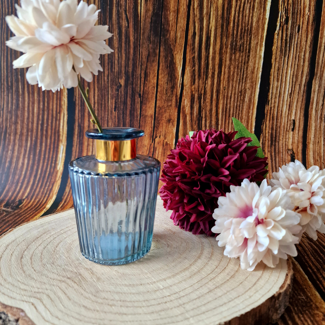 Cool Grey Ribbed Glass Vase