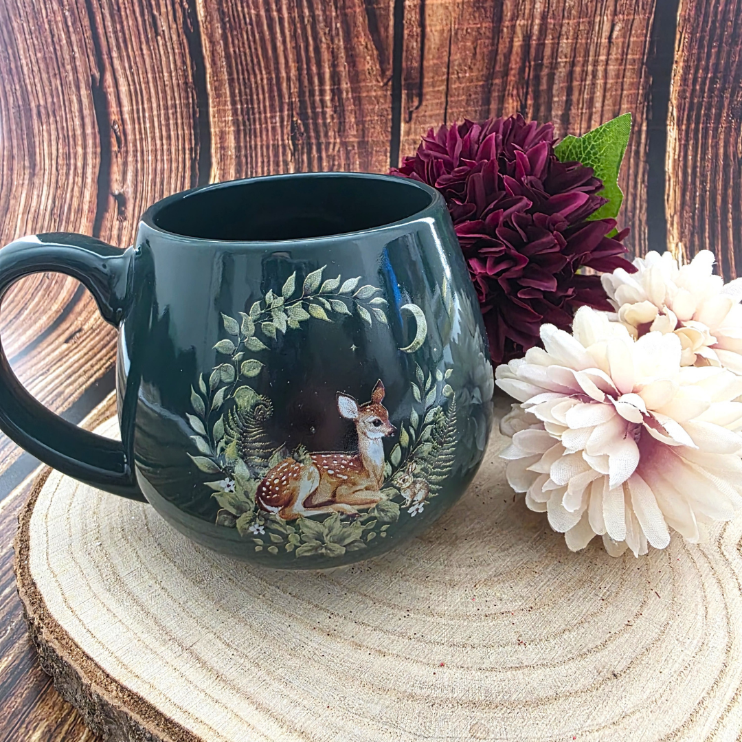 Green Fawn Rounded Ceramic Mug
