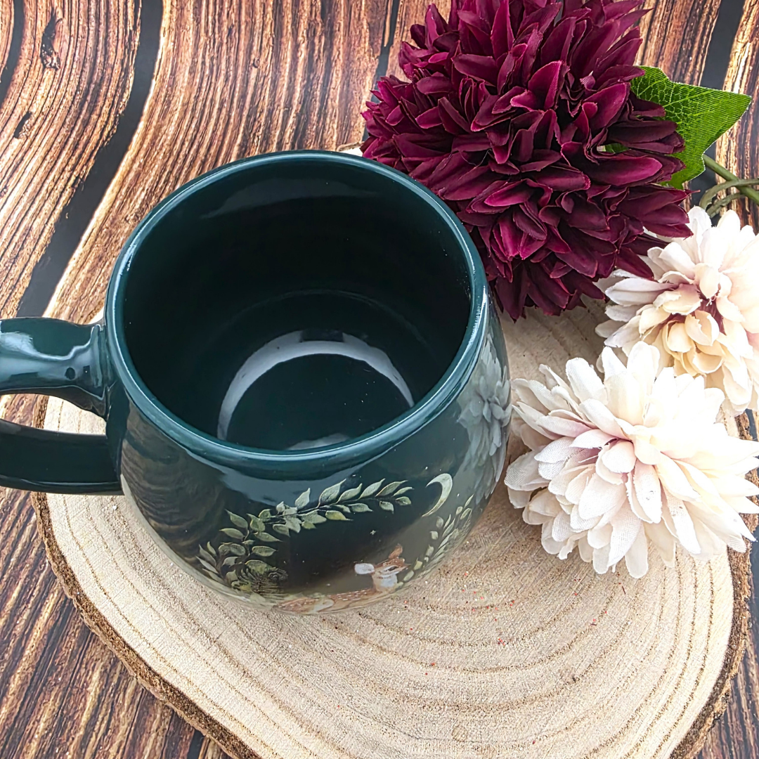 Green Fawn Rounded Ceramic Mug
