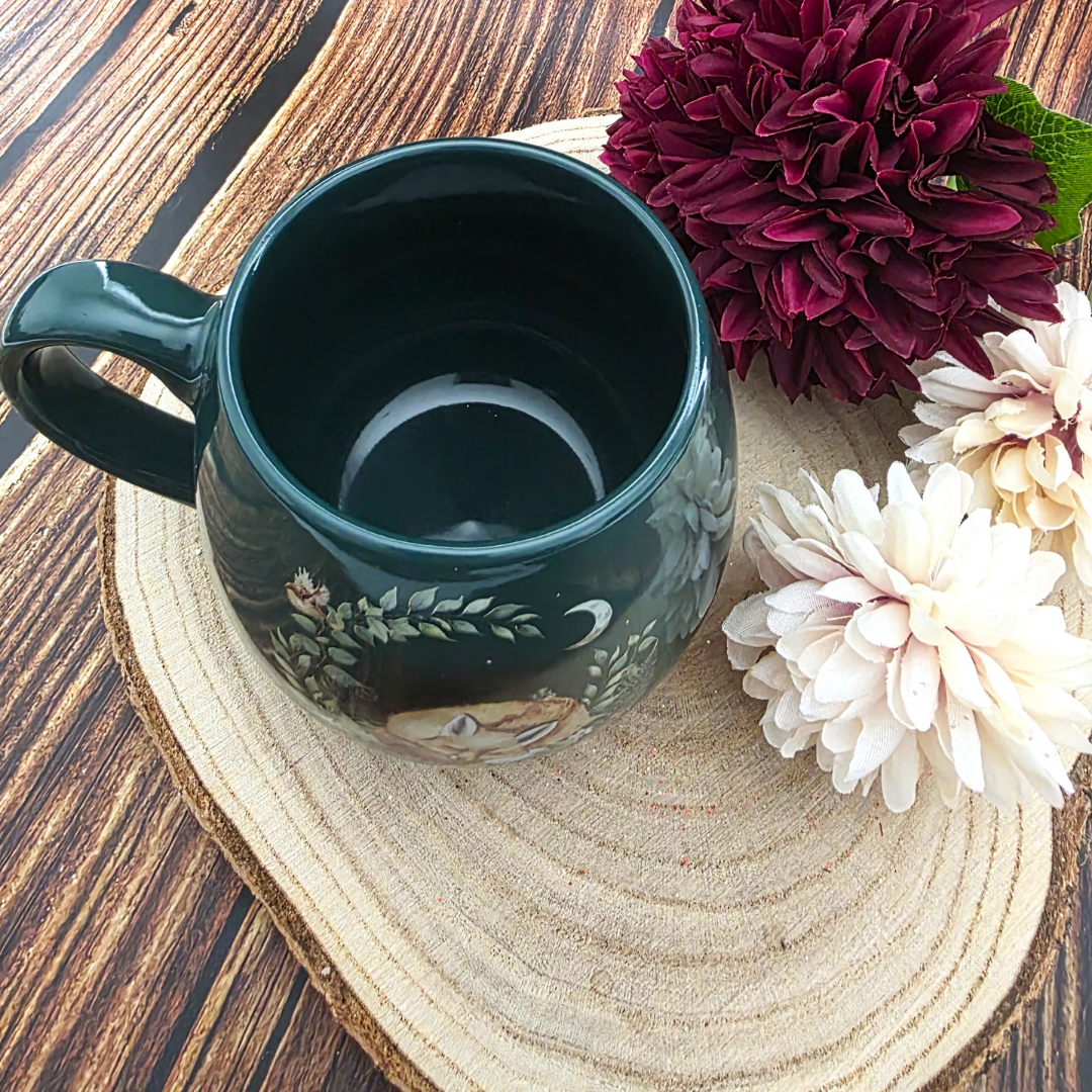 Green Sleeping Fox Rounded Ceramic Mug