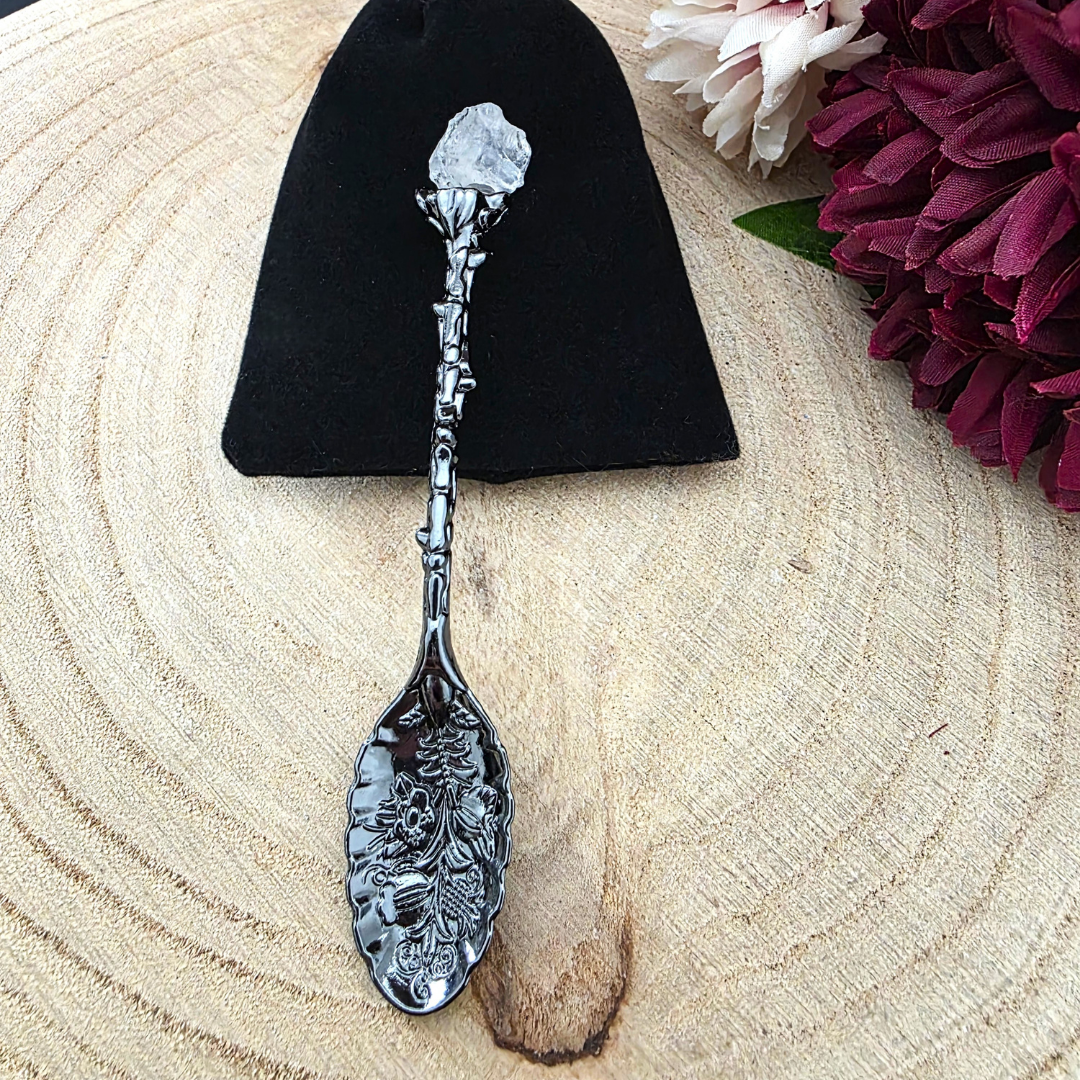 Dark Silver Gemstone/Crystal Topped Spoons