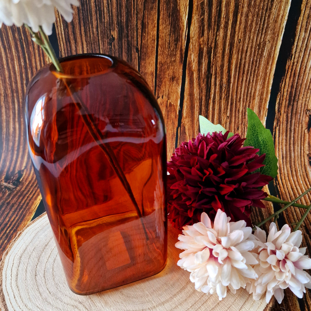 Burnt Amber Square Bottle Vase