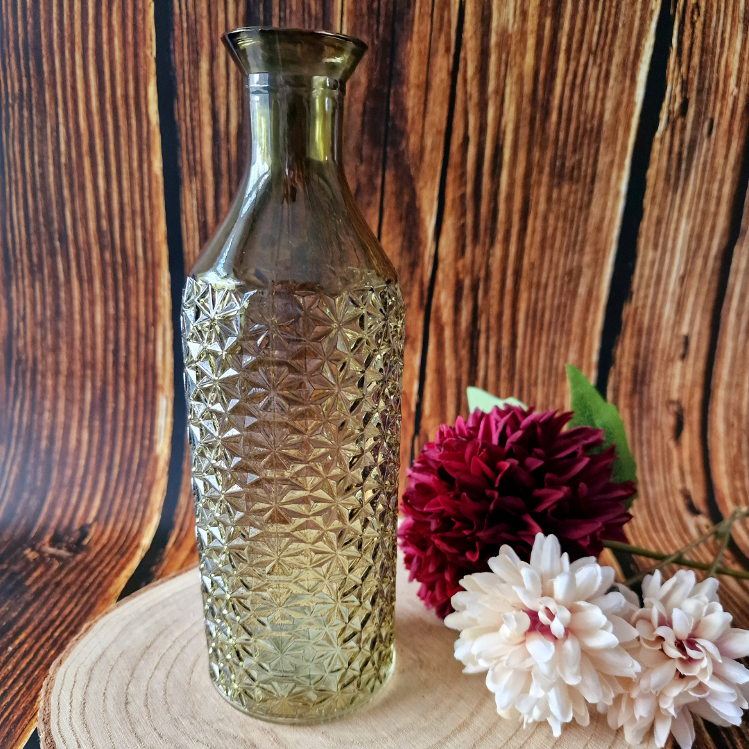 Green Embossed Glass Vase
