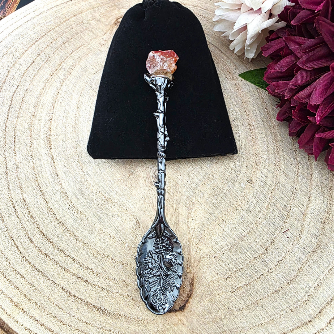 Dark Silver Gemstone/Crystal Topped Spoons