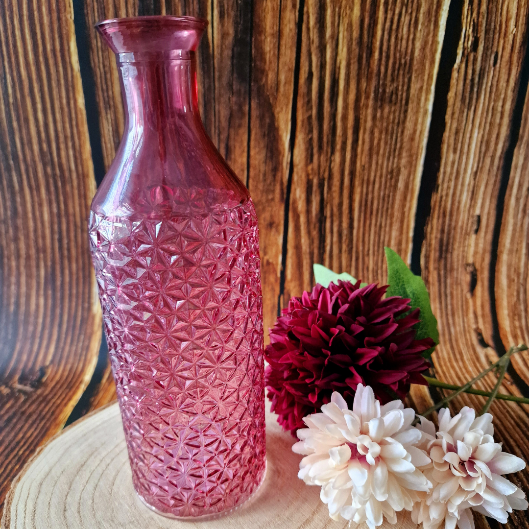 Pink Embossed Glass Vase