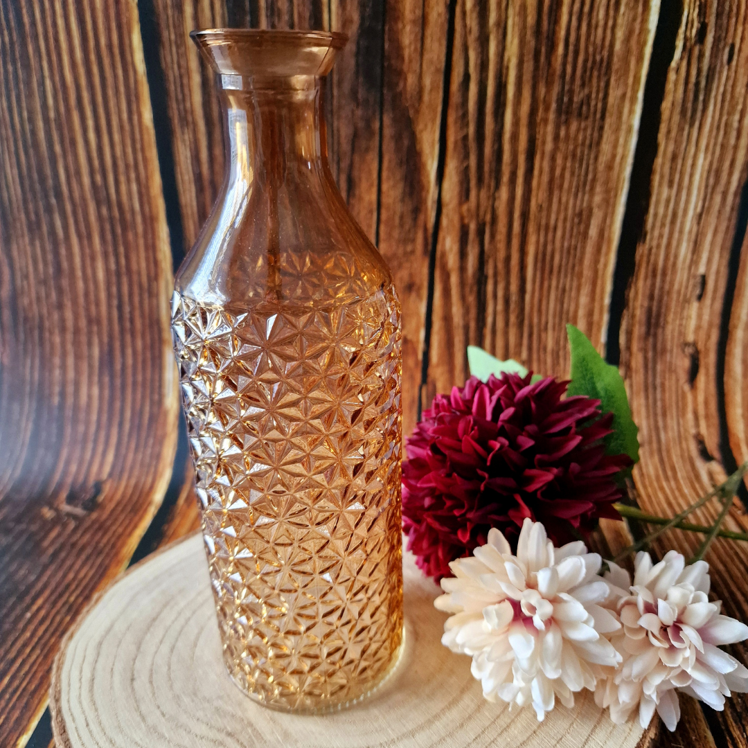 Yellow Embossed Glass Vase