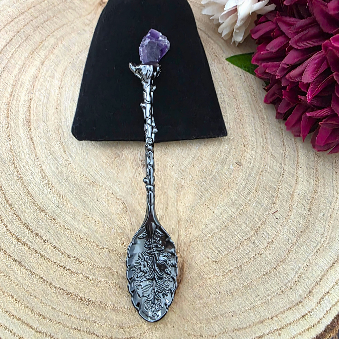 Dark Silver Gemstone/Crystal Topped Spoons