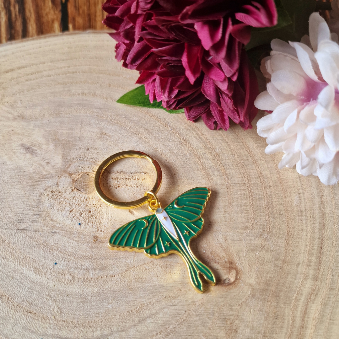 Luna Moth Enamel Keyring