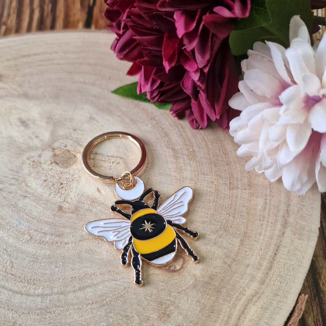 Forest Bee Enamel Keyring