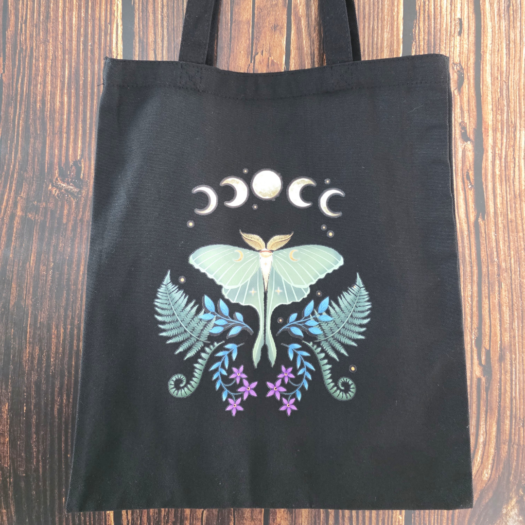 Dark Forest Luna Moth Tote Bag