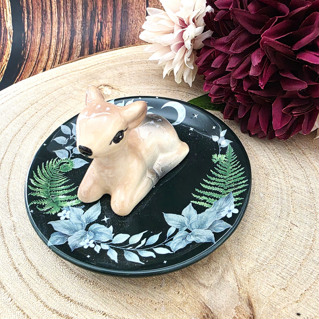 Green Fawn Ceramic Trinket Dish