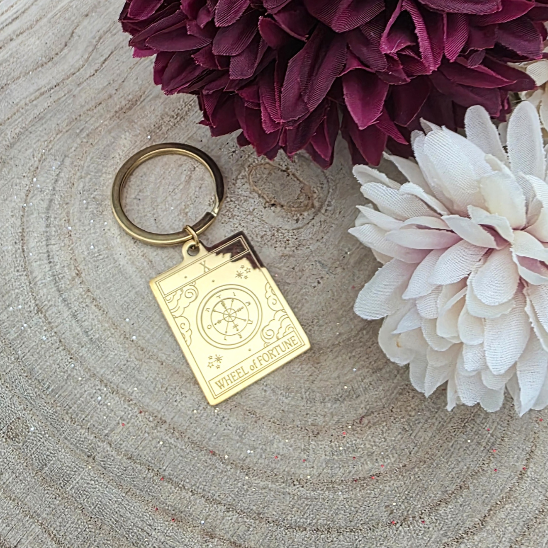 The Wheel of Fortune Vintage Gold Tone Stainless Steel Keyring