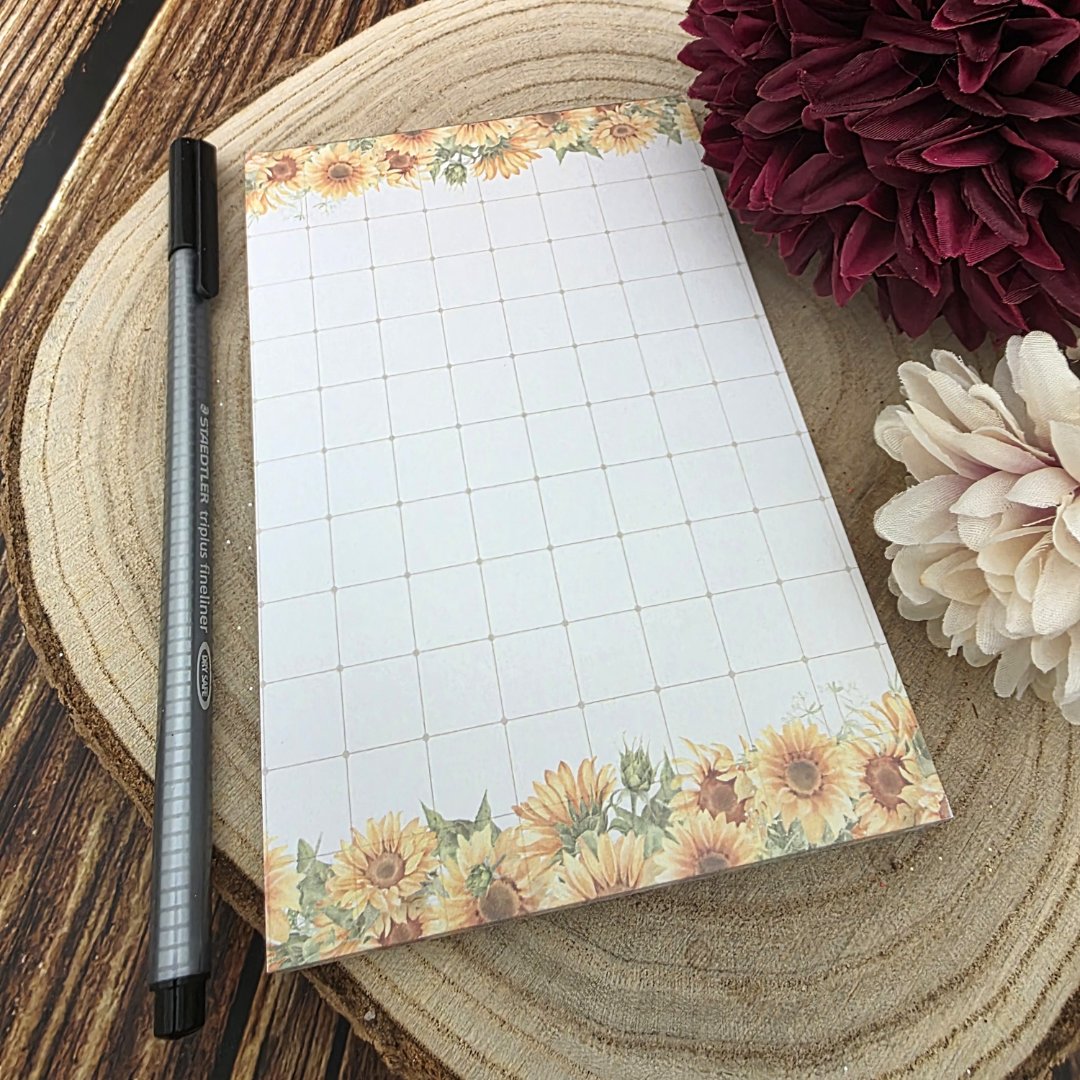 Sunflower Print A6 Notepad