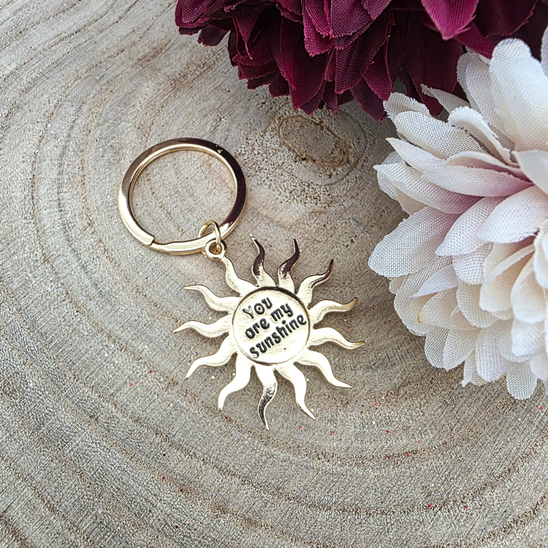 Gold Tone Sun Metal Keyring