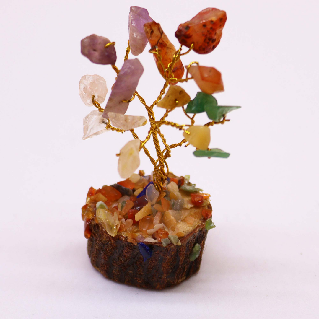 Mini Gemstone Trees on Wood Base - Multi Stone