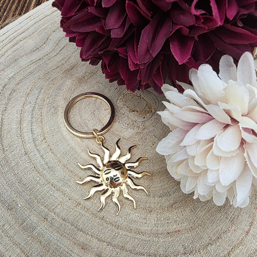 Gold Tone Sun Metal Keyring
