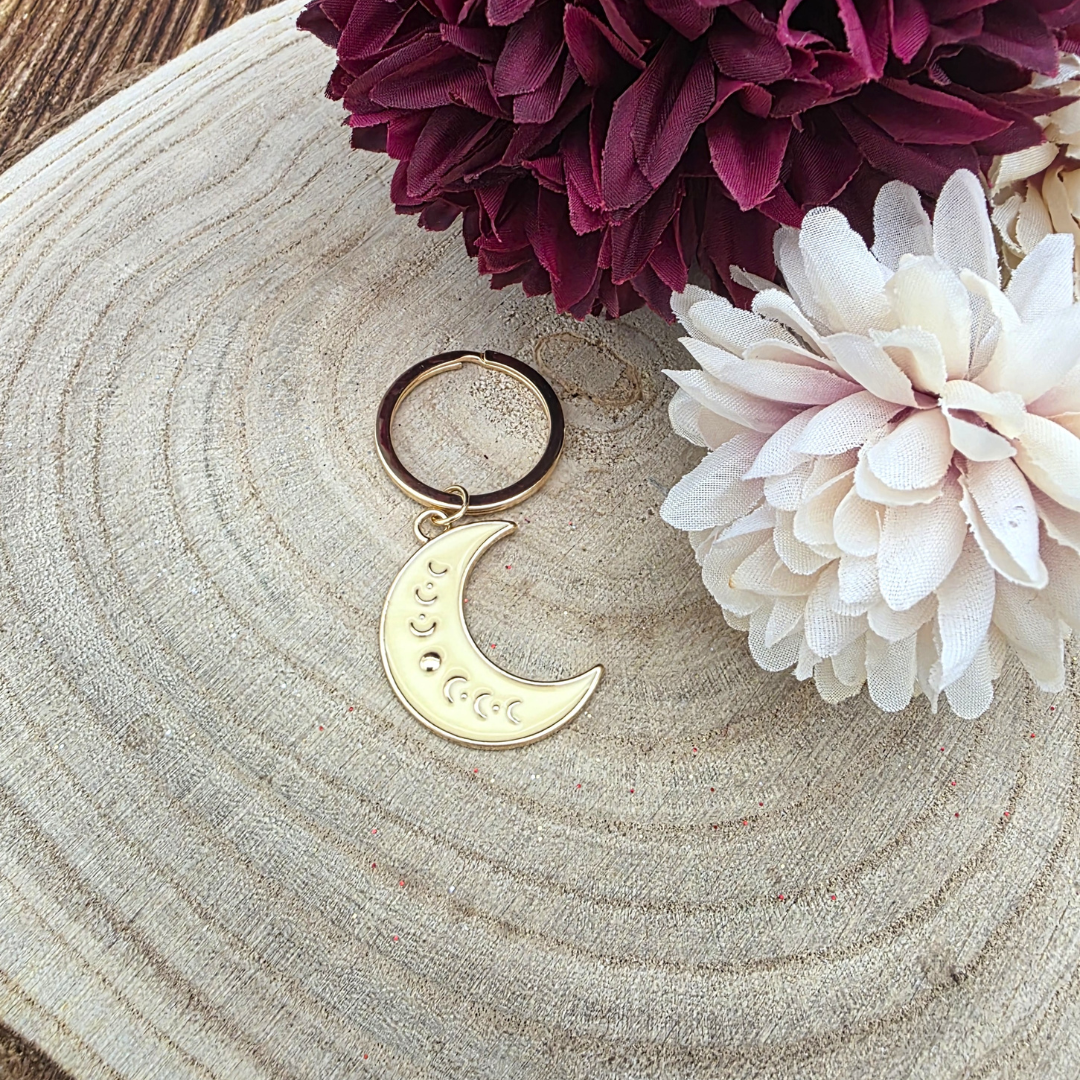 Moon Phase Crescent Enamel Keyring