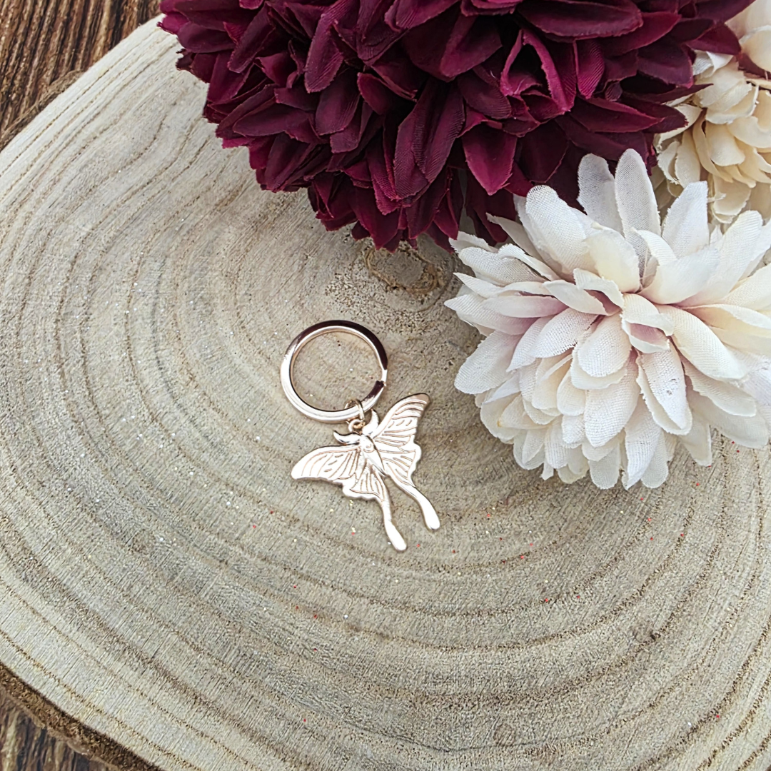 Luna Moth Metal Keyring