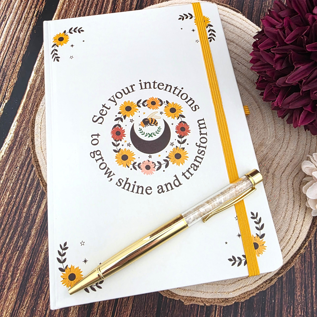 Summer Solstice Intention Journal (A5) with Citrine Crystal Pen