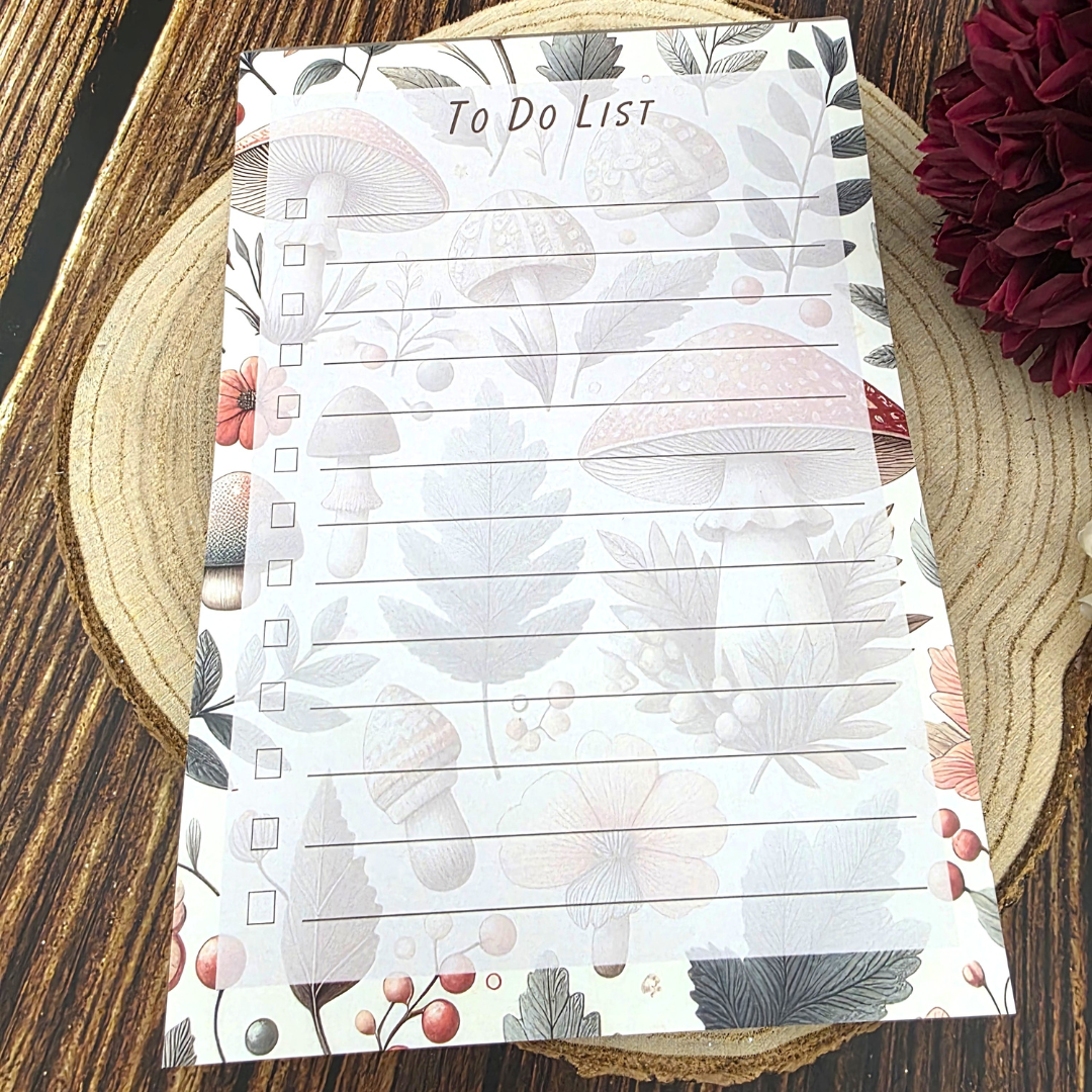 Mushroom Print A5 To Do List Notepad