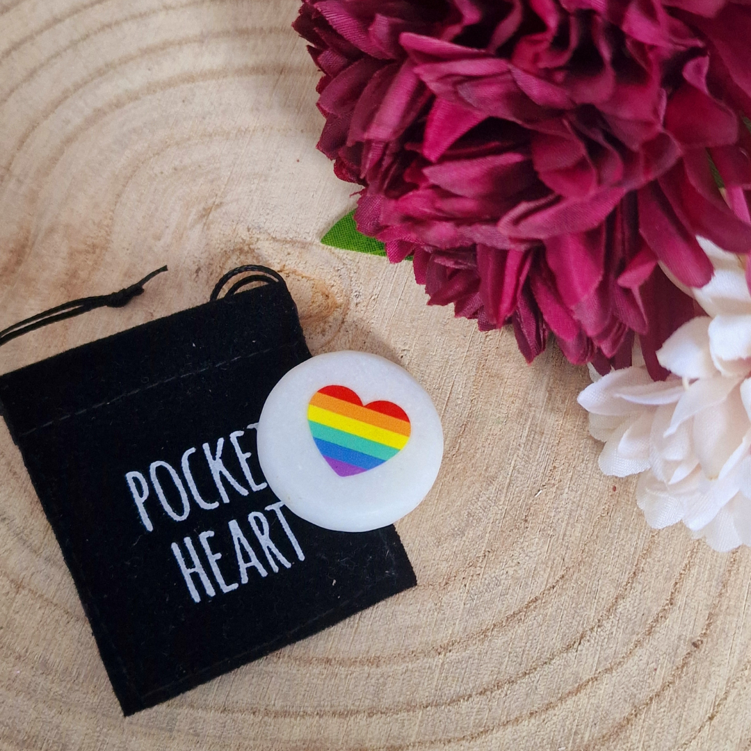 Rainbow Heart Pocket Sentiment Stones