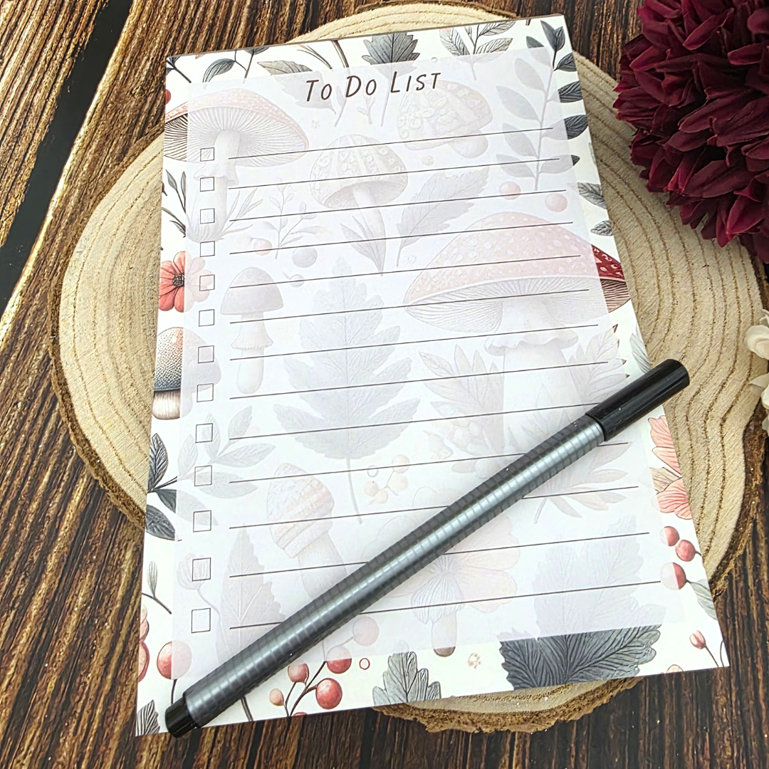 Mushroom Print A5 To Do List Notepad