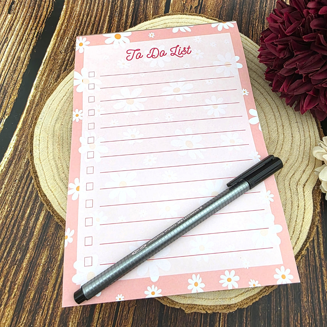 Daisy Print A5 To Do List Notepad