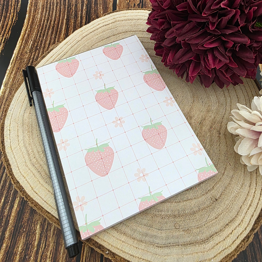Strawberry Print A6 Notepad