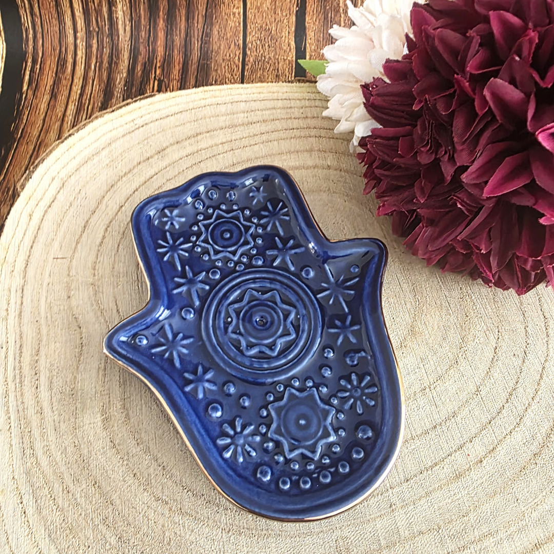 Blue Hamsa Hand Incense Stick Holder