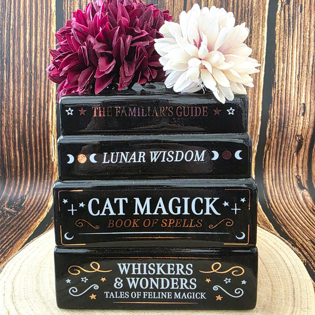 Cat Magick Book Stack Vase