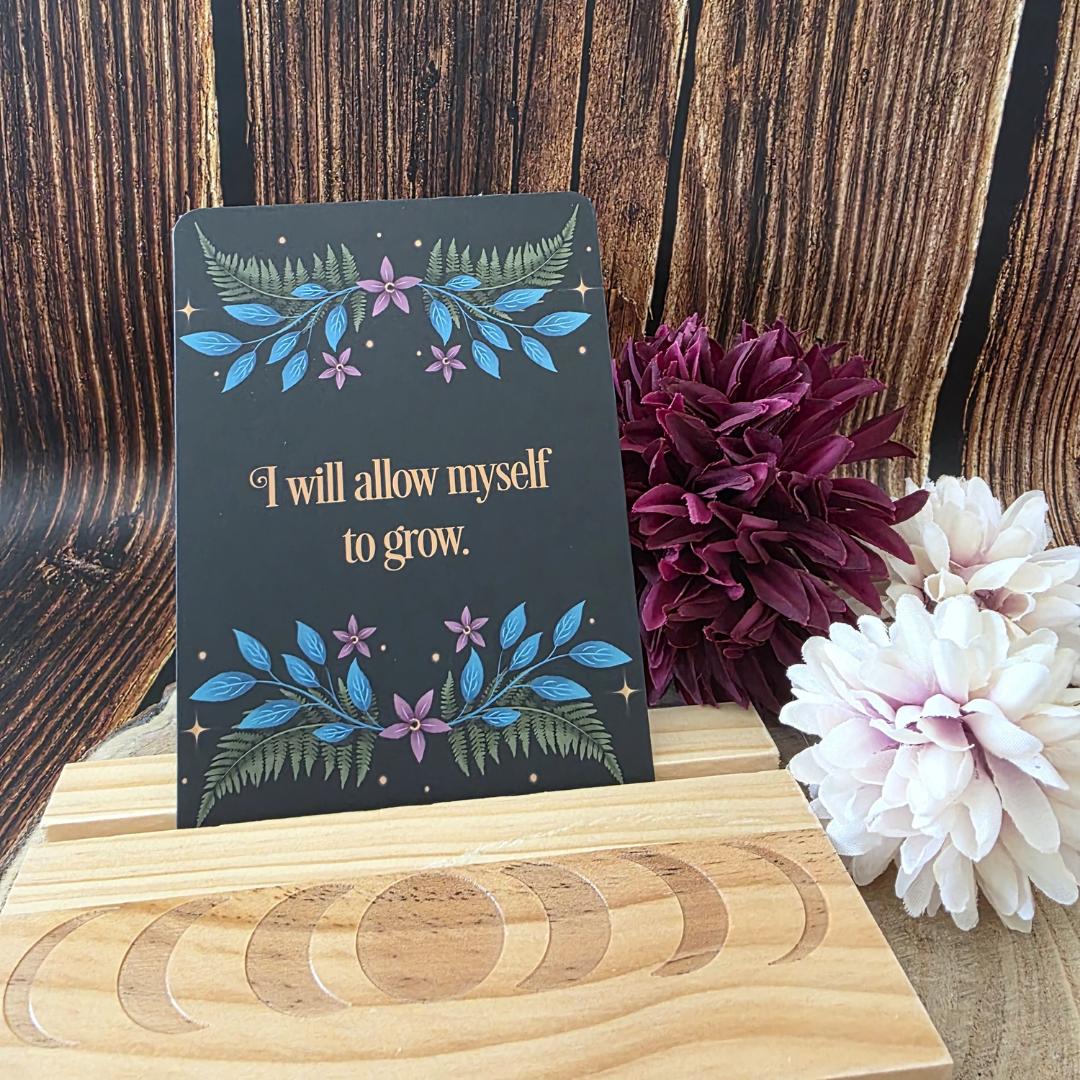 Dark Forest Affirmation Cards with Wooden Stand