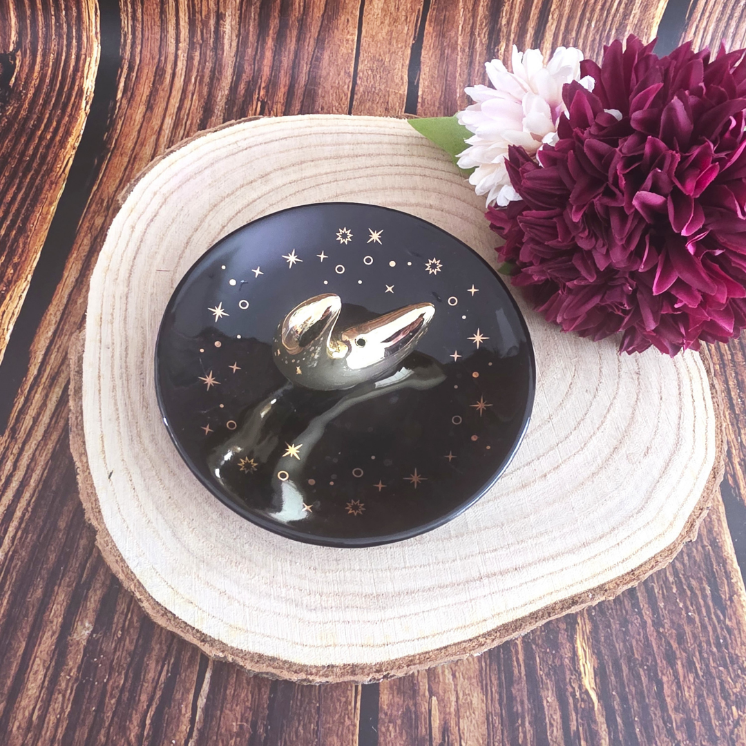 Gold Crescent Moon Incense Stick Holder