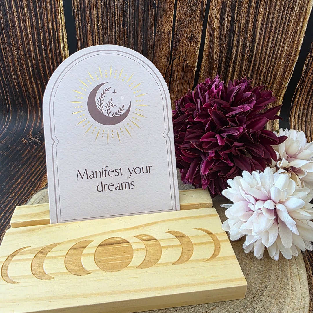 Luna Moth Affirmation Cards with Wooden Stand