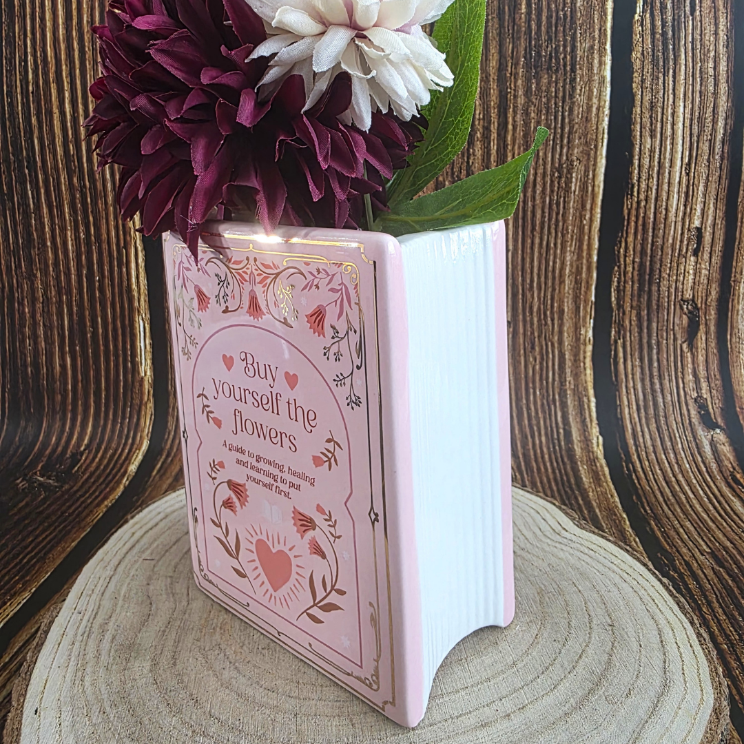 'Buy Yourself the Flowers' Book Shaped Vase