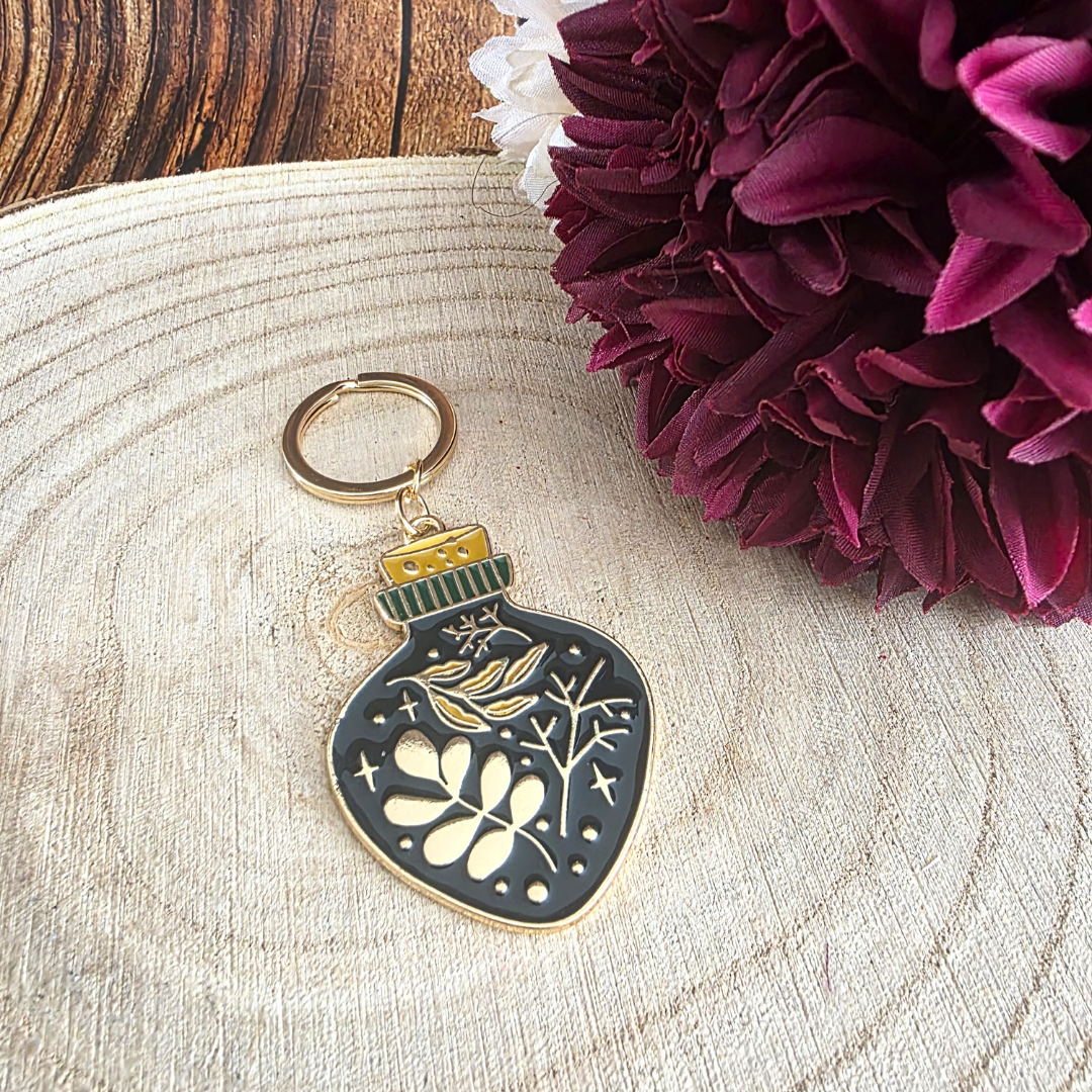 Green Witch Potion Bottle Keyring