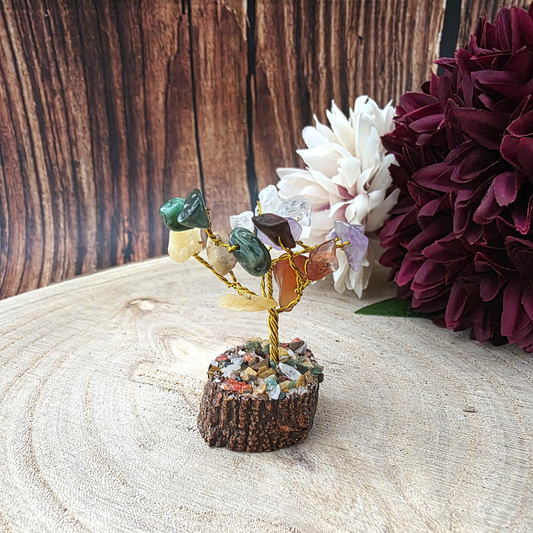 Mini Gemstone Trees on Wood Base - Multi Stone