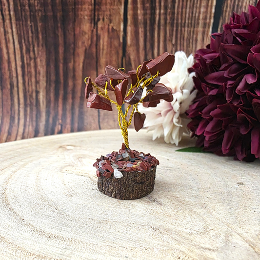 Mini Gemstone Trees on Wood Base - Red Jasper