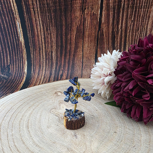 Mini Gemstone Trees on Wood Base - Sodalite