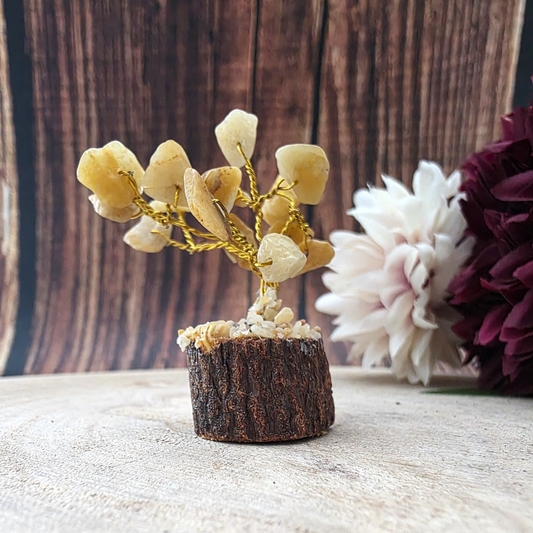 Mini Gemstone Trees on Wood Base - Yellow Jasper