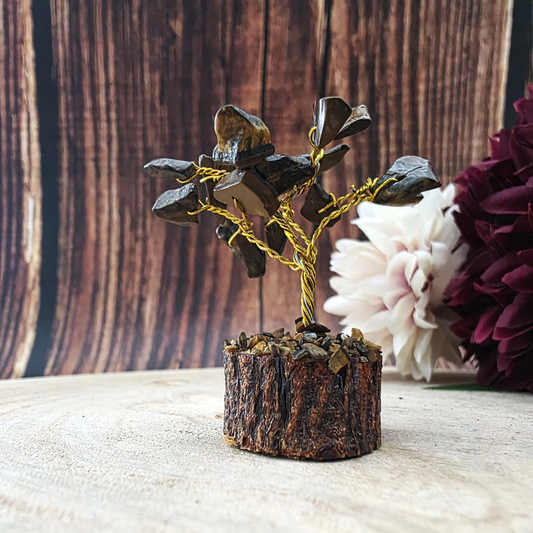 Mini Gemstone Trees on Wood Base - Gold Tiger Eye