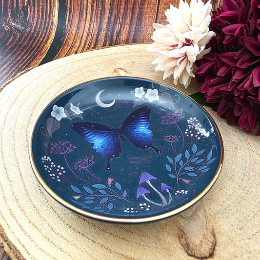Round Midnight Moth Trinket Dish