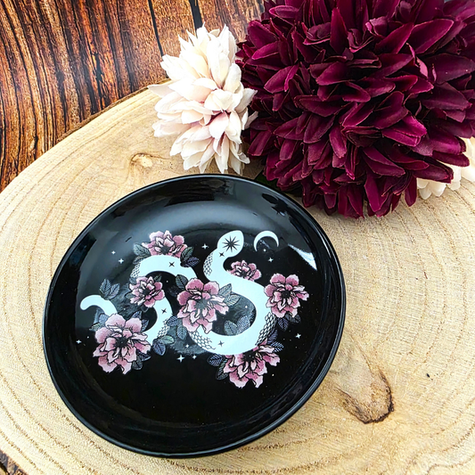 Round Floral Snake Trinket Dish