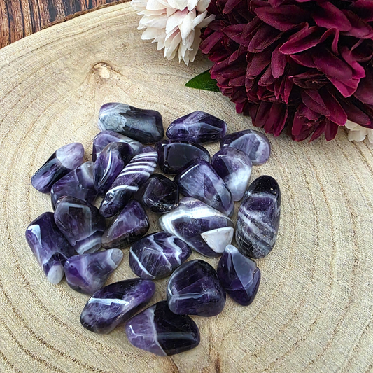 Medium Tumble Stone - Banded Amethyst