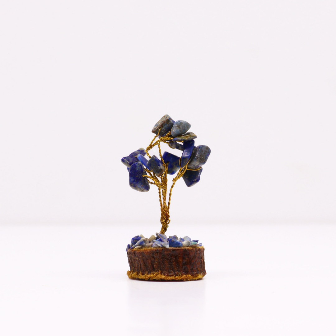 Mini Gemstone Trees on Wood Base - Sodalite
