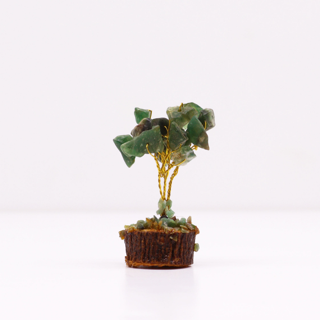 Mini Gemstone Trees on Wood Base - Green Aventurine