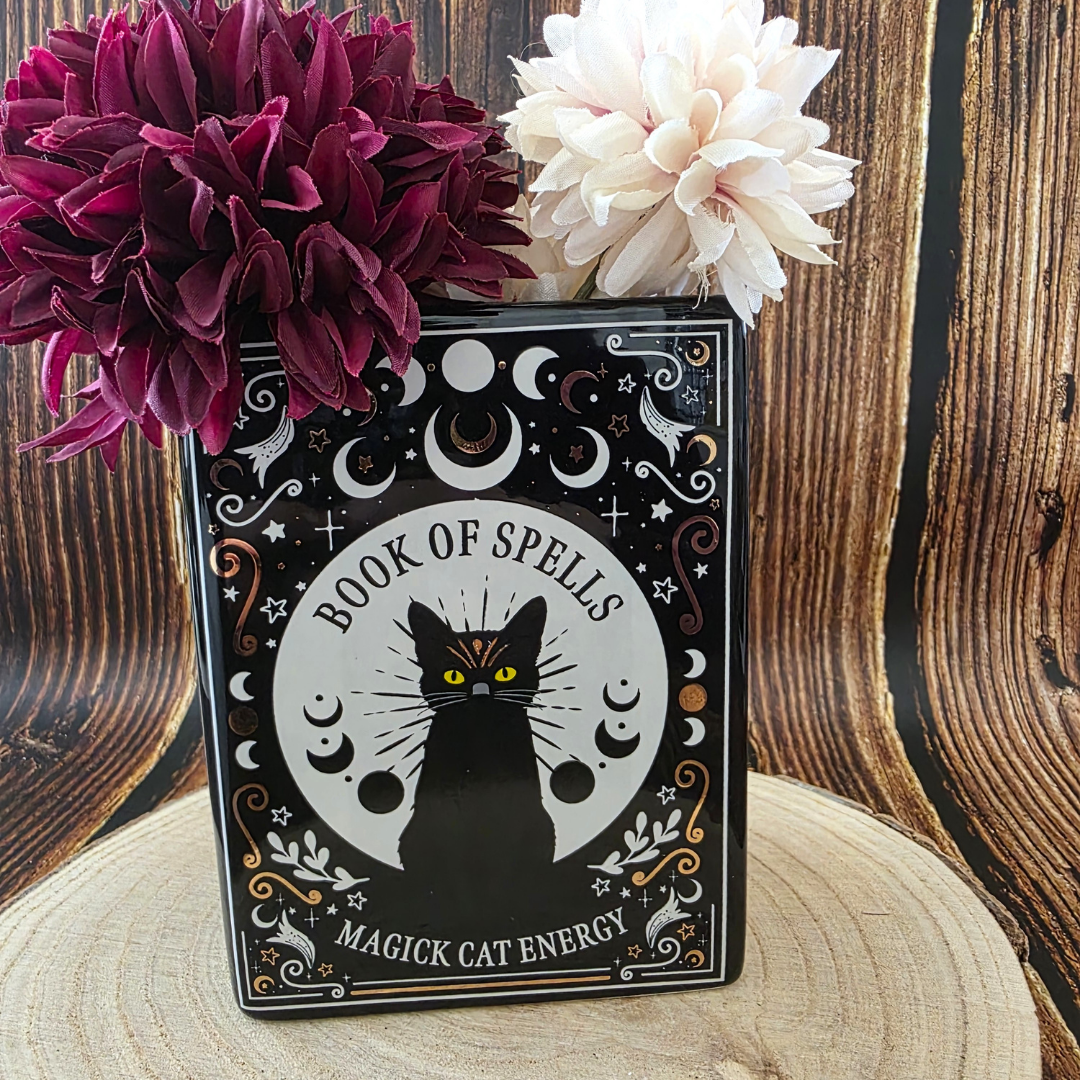 Cat Magick Book Shaped Vase