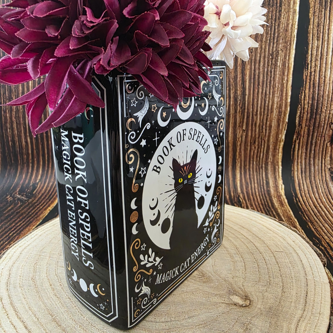 Cat Magick Book Shaped Vase