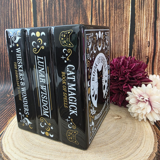Black Cat Book of Spells Square Burner
