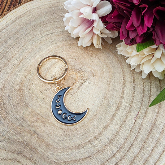 Blue Moon Phase Crescent Moon Keyring